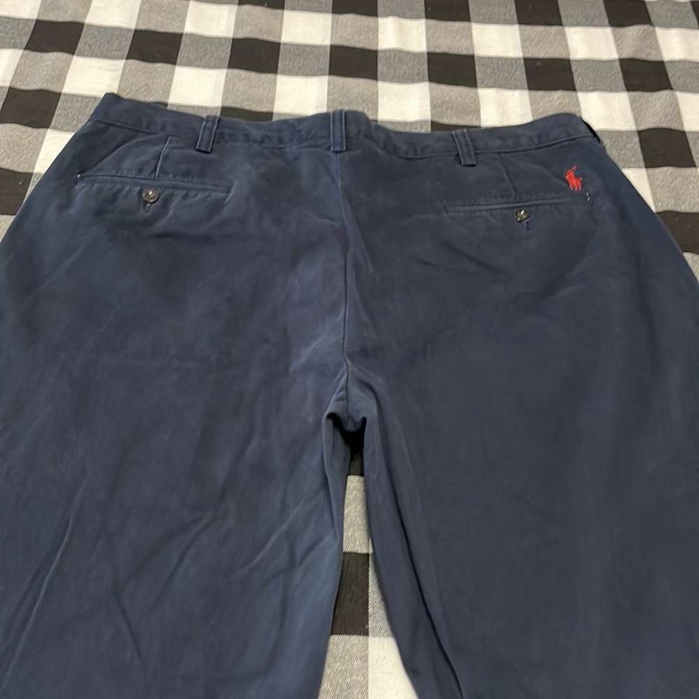 Polo Ralph Lauren Preston Chino Casual Pants 38 x 29 Short Navy Blue Red Pony - Picture 4 of 11